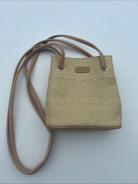 Nine West Vintage 90s Woven Straw Bucket Bag Shoulder Purse Y2K